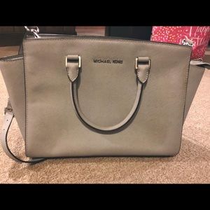 Michael Kors top handle grey leather bag